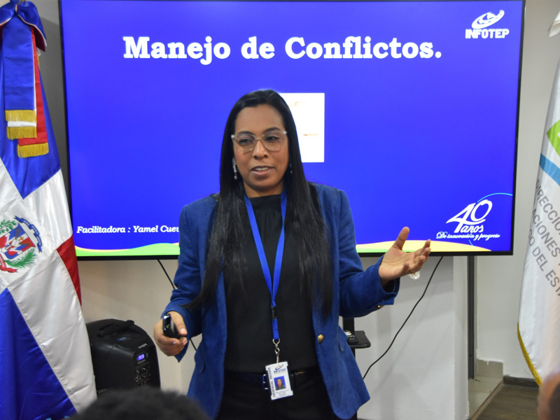 La Dirección General de Jubilaciones y Pensiones a Cargo del Estado (DGJP), en coordinación con el Instituto Nacional de Formación Técnico Profesional (INFOTEP), impartió el curso-taller “Manejo de Conflictos”, con el propósito de fortalecer las competencias de sus colaboradores para la prevención y gestión efectiva de situaciones que puedan afectar el clima laboral, promoviendo una cultura basada en la comunicación, la empatía, el respeto y el trabajo en equipo. La Dirección General de Jubilaciones y Pensiones a Cargo del Estado (DGJP), en coordinación con el Instituto Nacional de Formación Técnico Profesional (INFOTEP), impartió el curso-taller “Manejo de Conflictos”, con el propósito de fortalecer las competencias de sus colaboradores para la prevención y gestión efectiva de situaciones que puedan afectar el clima laboral, promoviendo una cultura basada en la comunicación, la empatía, el respeto y el trabajo en equipo.
